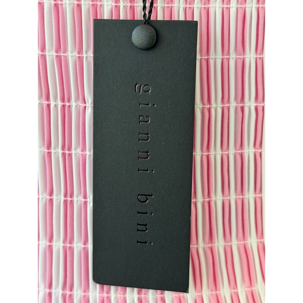 Gianni Bini Pink White Striped Smocked Bubble Hem Mini Dress Coquette Barbiecore - Picture 14 of 15